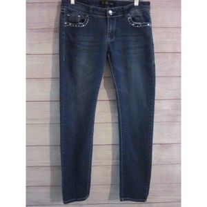 U-51 Jeans Size 9/10 Stretch Embroidered Blue Wash Stretch Denim Tapered Legs